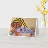 Fijne Moederdag! Dachshund in pyjama Kaart (Gele Bloem)