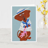 Fijne Moederdag! Dachshund in zeilpakje Kaart (Gele Bloem)