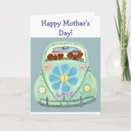 Fijne Moederdag! Dachshunds in hippie-auto Kaart