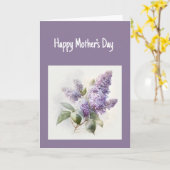 Fijne Moederdag Dank & Liefde Lilac Kaart (Gele Bloem)