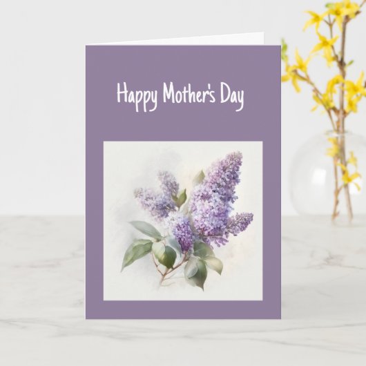 Fijne Moederdag Dank & Liefde Lilac Kaart (Gele Bloem)