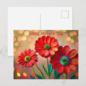 Fijne Moederdag Drie Rode Margrieten Aangepaste Te Briefkaart (Voorkant / Achterkant)
