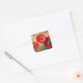 Fijne Moederdag Drie Rode Margrieten Aangepaste Te Vierkante Sticker (Envelop)