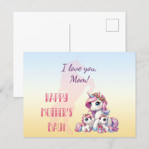 "Fijne Moederdag!" eenhoorn-thema Briefkaart