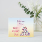 "Fijne Moederdag!" eenhoorn-thema Briefkaart (Staand voorkant)