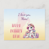 "Fijne Moederdag!" eenhoorn-thema Briefkaart (Voorkant)
