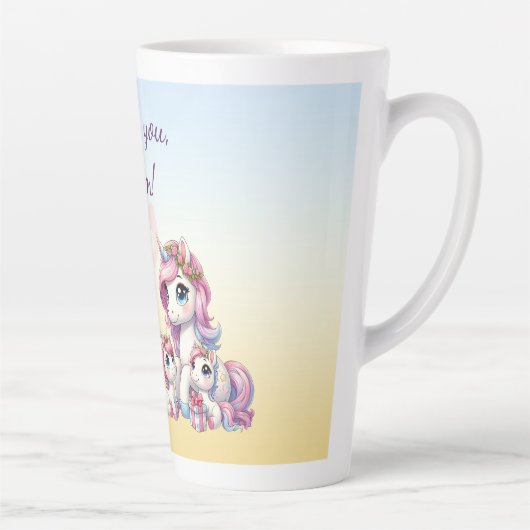 "Fijne Moederdag!" eenhoorn-thema Latte Mok (Rechts)