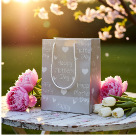 Fijne Moederdag Elegant Grijs Schrift Medium Cadeauzakje