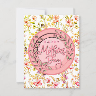 Fijne Moederdag Elegante Moderne Roze Bloemen Briefkaart