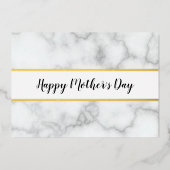 Fijne Moederdag Elegiet Faux Marmer & Goud Folie Feestdagenkaart (Voorkant)