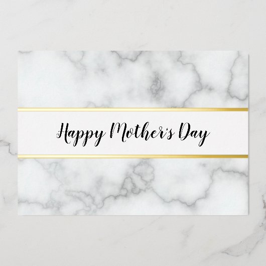 Fijne Moederdag Elegiet Faux Marmer & Goud Folie Feestdagenkaart (Voorkant)