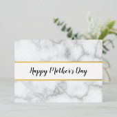 Fijne Moederdag Elegiet Faux Marmer & Goud Folie Feestdagenkaart (Staand Voorkant)