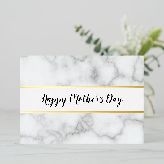 Fijne Moederdag Elegiet Faux Marmer & Goud Folie Feestdagenkaart (Staand Voorkant)