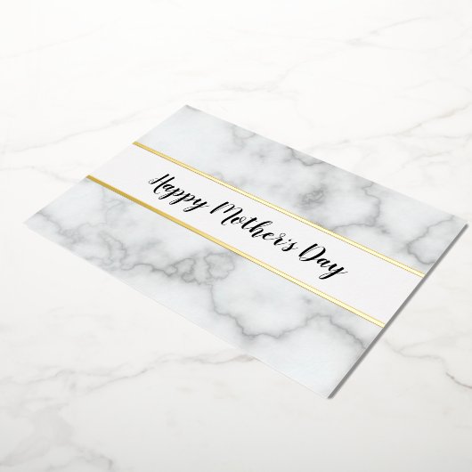 Fijne Moederdag Elegiet Faux Marmer & Goud Folie Feestdagenkaart (Gedraaid)