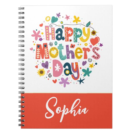 Fijne moederdag Floral Cool Stylish Lettering Notitieboek (Voorkant)