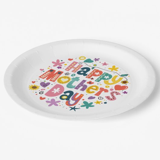 Fijne moederdag Floral Cool Stylish Lettering Papieren Bordje (Gekanteld)