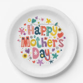 Fijne moederdag Floral Cool Stylish Lettering Papieren Bordje (Voorkant)