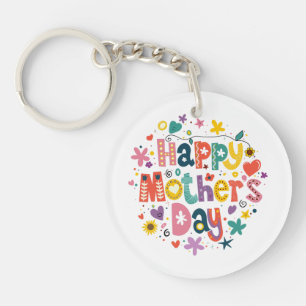 Fijne moederdag Floral Cool Stylish Lettering Sleutelhanger