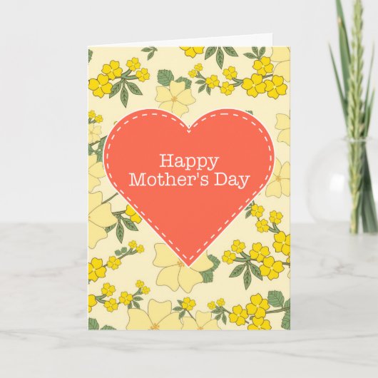 Fijne Moederdag gele florale kaart (Voorkant)