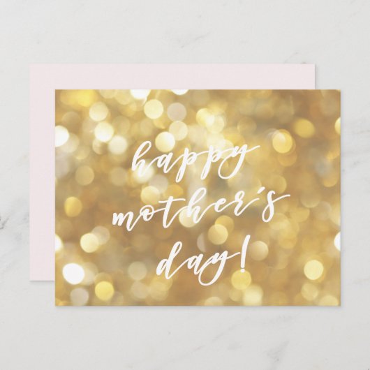 Fijne Moederdag! Glamoureus Goud Sparkles Briefkaart (Voorkant / Achterkant)