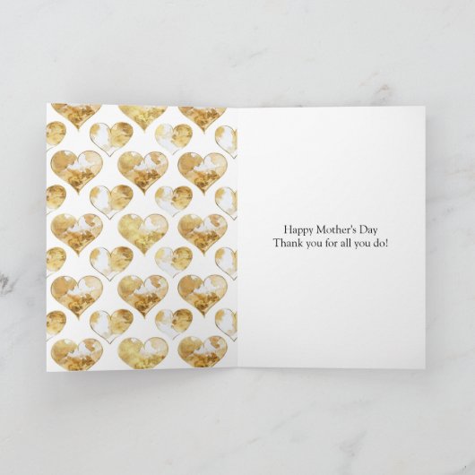 Fijne Moederdag Gouden Bloem Kaart (Binnen)