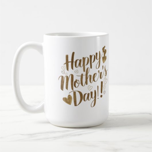 Fijne Moederdag Gouden Script Hart Koffiemok (Links)
