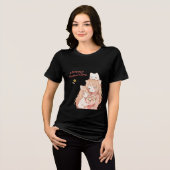 Fijne Moederdag - Grappige Kat & Bloemen T-Shirt (Voorkant volledig)