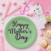 Fijne Moederdag Groene Papieren Bord (Feest)