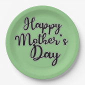 Fijne Moederdag Groene Papieren Bord (Voorkant)
