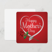 Fijne Moederdag Hart en Rode Roos Feestdagenkaart (Voorkant / Achterkant)
