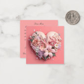 Fijne Moederdag Hartvormige Bloemstuk Notitiekaartje (Voorkant / Achterkant in situ)
