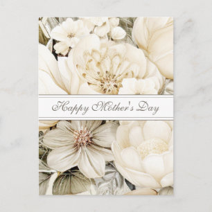 Fijne Moederdag ivoorkleurige roomkleurige bloemen Briefkaart