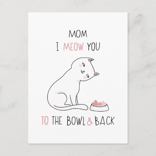 Fijne Moederdag Kat Mam aan de maan en terug Briefkaart (Voorkant)