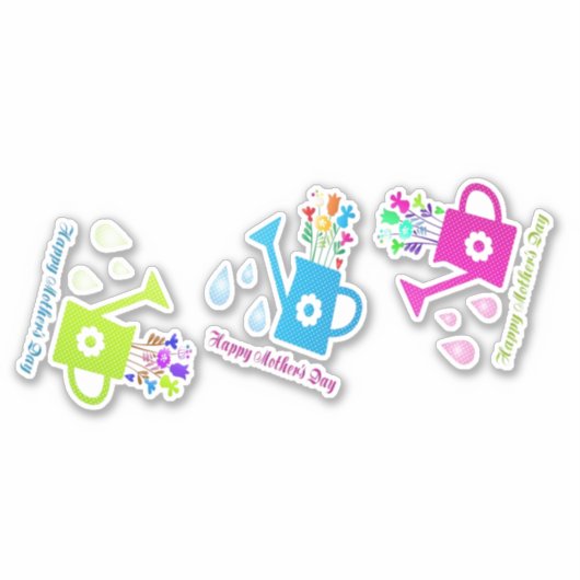 Fijne Moederdag kleurige waterblikken Sticker (Voorkant)