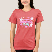 Fijne Moederdag - Knuffel Konijn met Bubbles Tri-Blend Shirt (Voorkant)