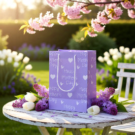 Fijne Moederdag Lavendel Hart Patroon Medium Cadeauzakje