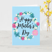 Fijne Moederdag Lente Bloemenkrans Kaart (Gele Bloem)