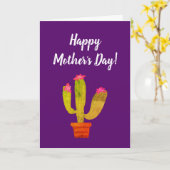 Fijne Moederdag leuke cactus plant wenskaart Kaart (Gele Bloem)