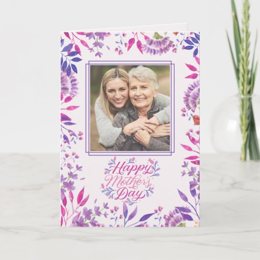 Fijne Moederdag leuke waterverf heldere bloem Kaart (Voorkant)