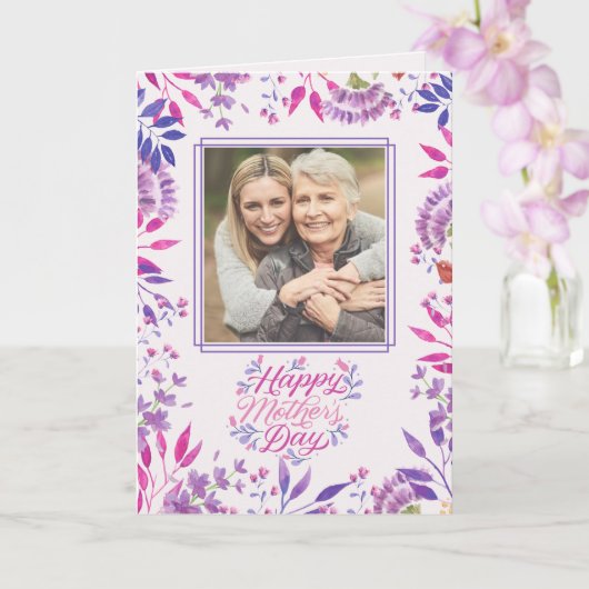 Fijne Moederdag leuke waterverf heldere bloem Kaart (Orchidee)