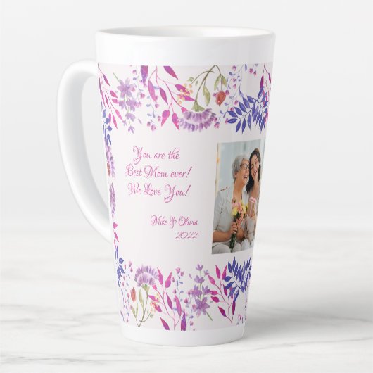 Fijne Moederdag leuke waterverf heldere bloem Latte Mok (Linkerhoek)