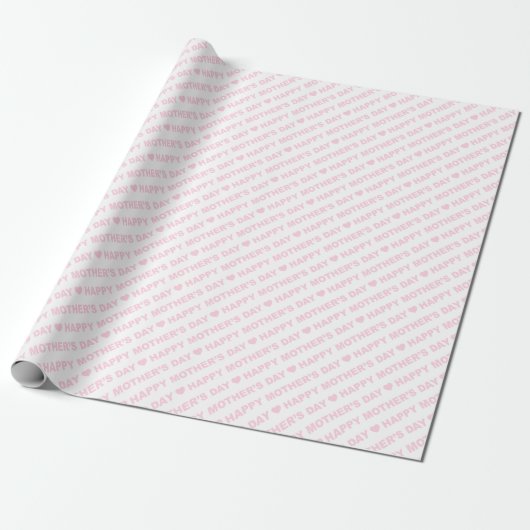 Fijne Moederdag Lichtroze op Wit Cadeaupapier (Uitgerold)