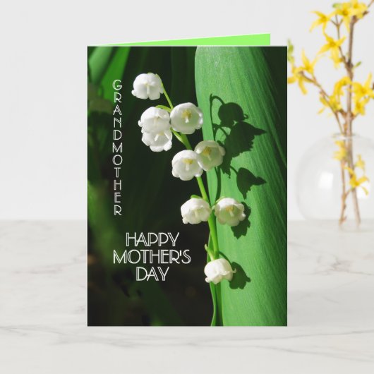 Fijne Moederdag Lily van de Valley Kaart (Gele Bloem)