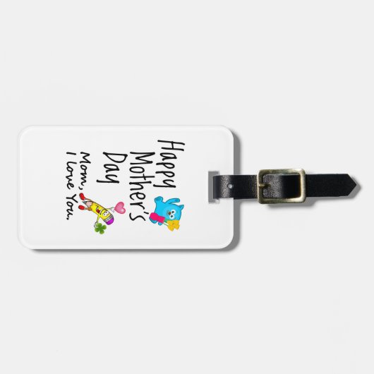 Fijne Moederdag. Mam, ik hou van je. Bagagelabel (Voorkant horizontaal)