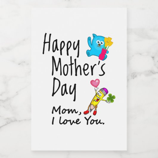 Fijne Moederdag. Mam, ik hou van je. Voedselcontainer Etiket (Enkel label)