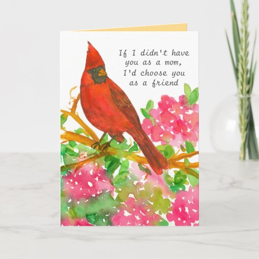 Fijne Moederdag Mam Mijn Vriend Kardinaalvogel Kaart (Voorkant)