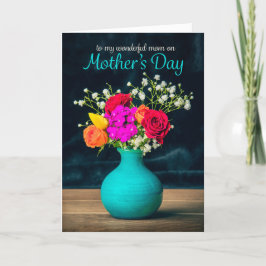 Fijne Moederdag Mam Mooi Vaas met Bloemen Feestdagen Kaart