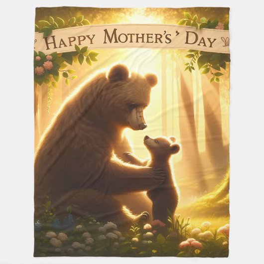 Fijne Moederdag, Mama Beer Fleece Deken (Voorkant)