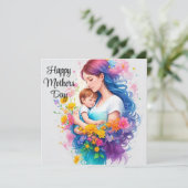 Fijne Moederdag Mama & Kind Feestdagenkaart (Staand voorkant)