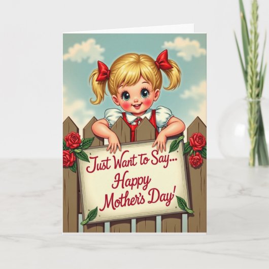 Fijne Moederdag Meisje Hekkaart Kaart (Voorkant)